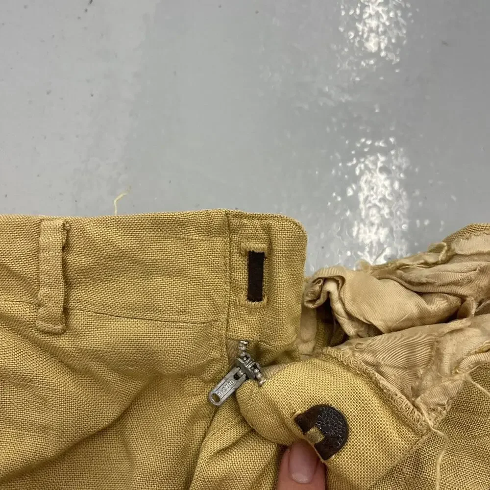 Vintage 50s Chico Slack Tan Rayon Pattern Trousers 36x29
